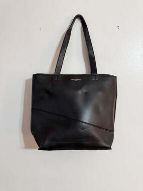 Karl Lagerfeld Paris Black Faux Leather Tote Bag